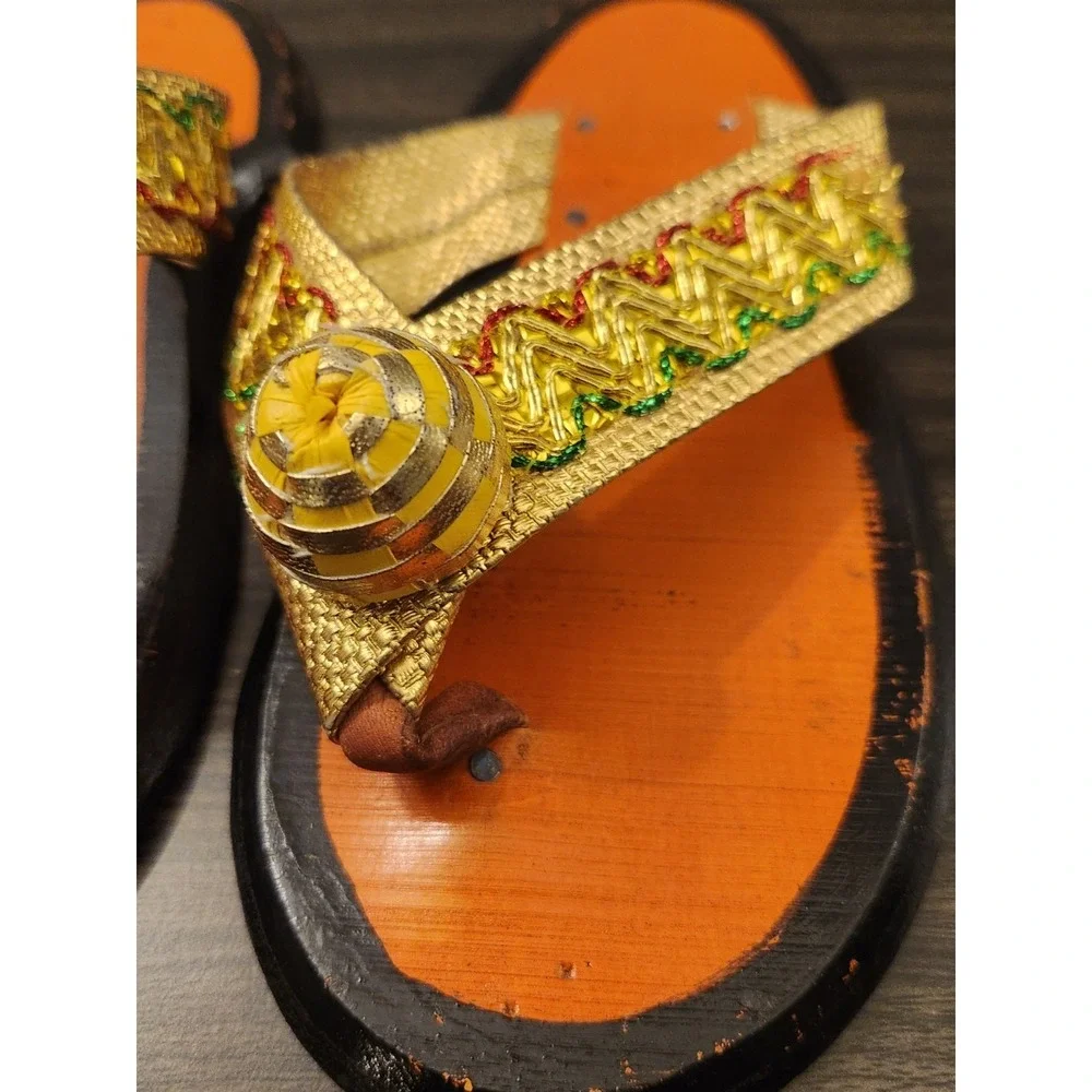 Traditional Ghanaian Slippers Handmade Leather Shoe Sandals Wear / Display